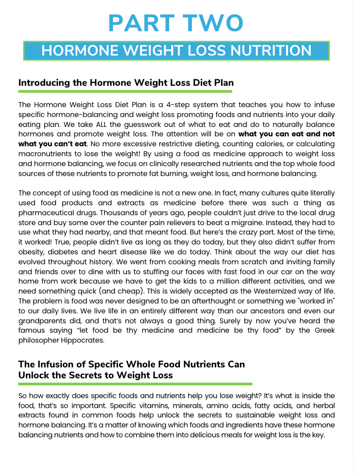 The Hormone Weight Loss Nutrient Repletion Diet Plan