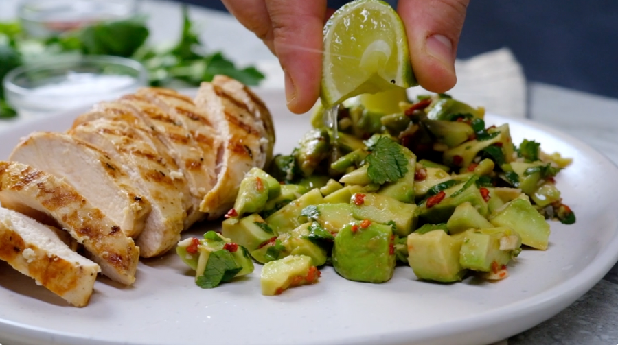 Cilantro Lime Chicken with Avocado Salsa Cooking Video